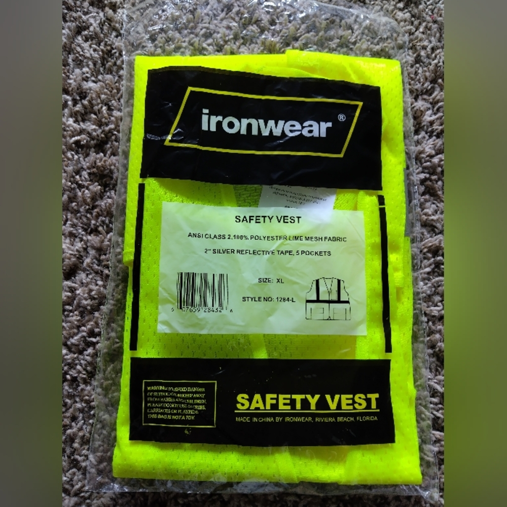 Ironwear Neon Safety Vest size XL High Visibility PPE